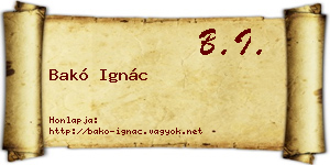 Bakó Ignác névjegykártya